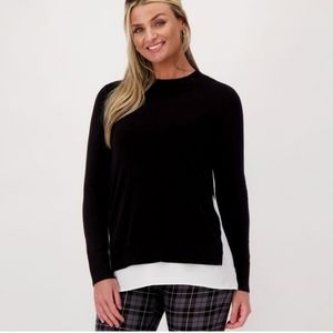 Isaac Mizrahi Live! Layered Look Sweater With High Side Slits XL